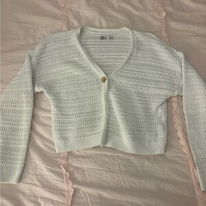 Hollister White Knit Cardigan Sweater